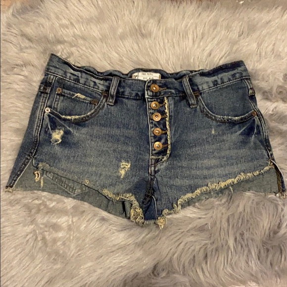 button fly high waisted shorts